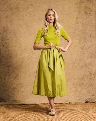 Venice Cotton Dress In Chartreuse