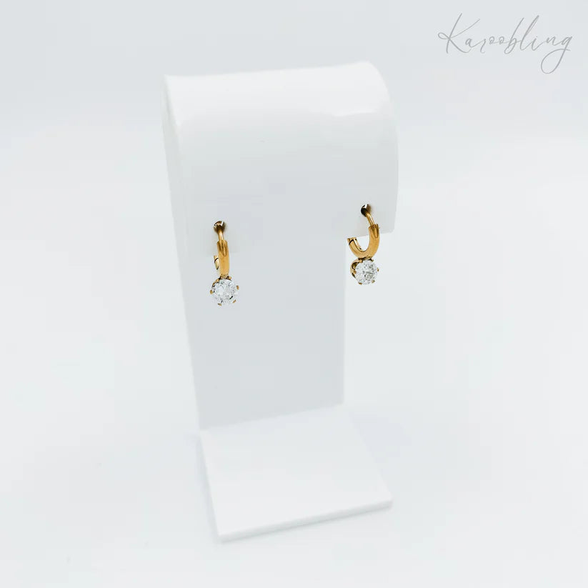 Gold Plated Rhinestone Huggie Earrings