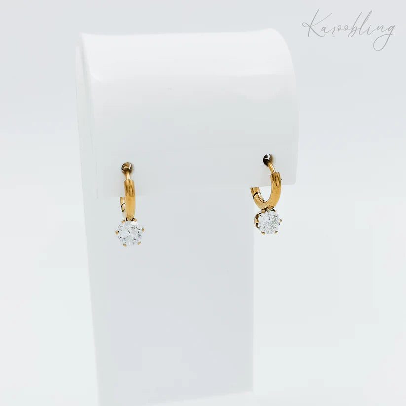 Gold Plated Rhinestone Huggie Earrings