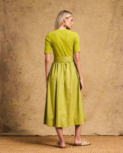 Venice Cotton Dress In Chartreuse