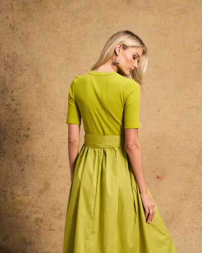 Venice Cotton Dress In Chartreuse