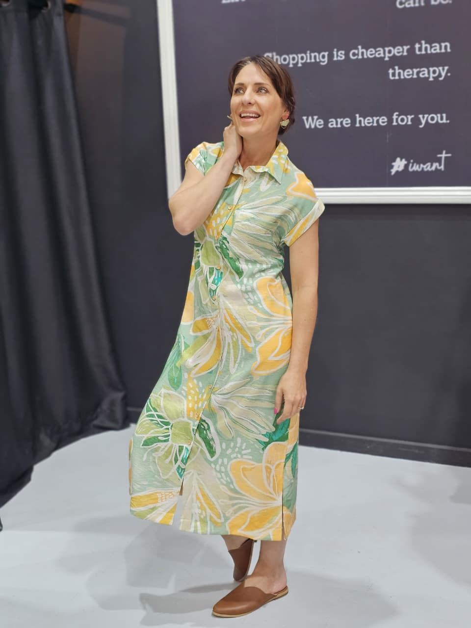 Charlotte Dress - Green and Yellow Floral