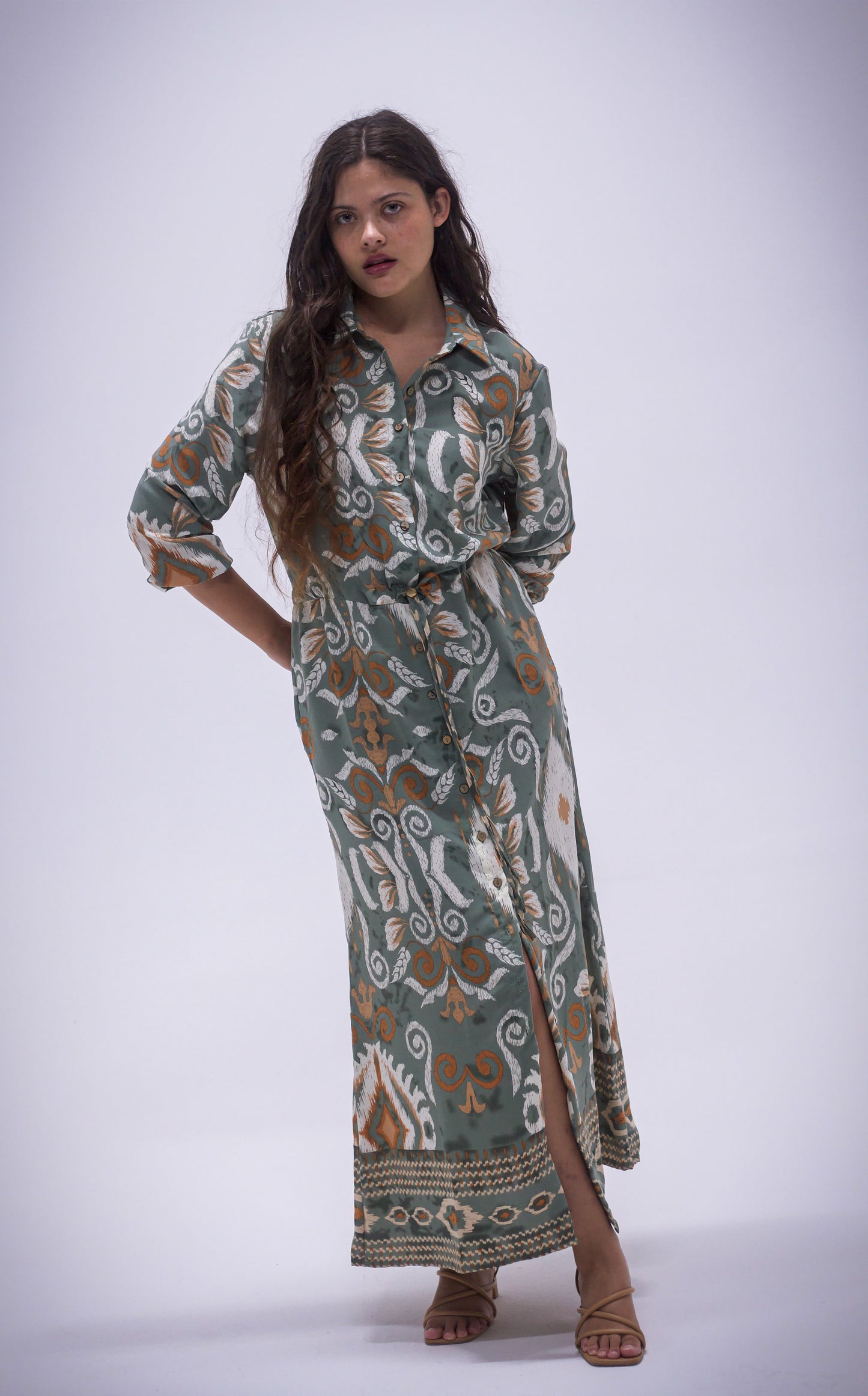 Rhea Dress - Boarder Print