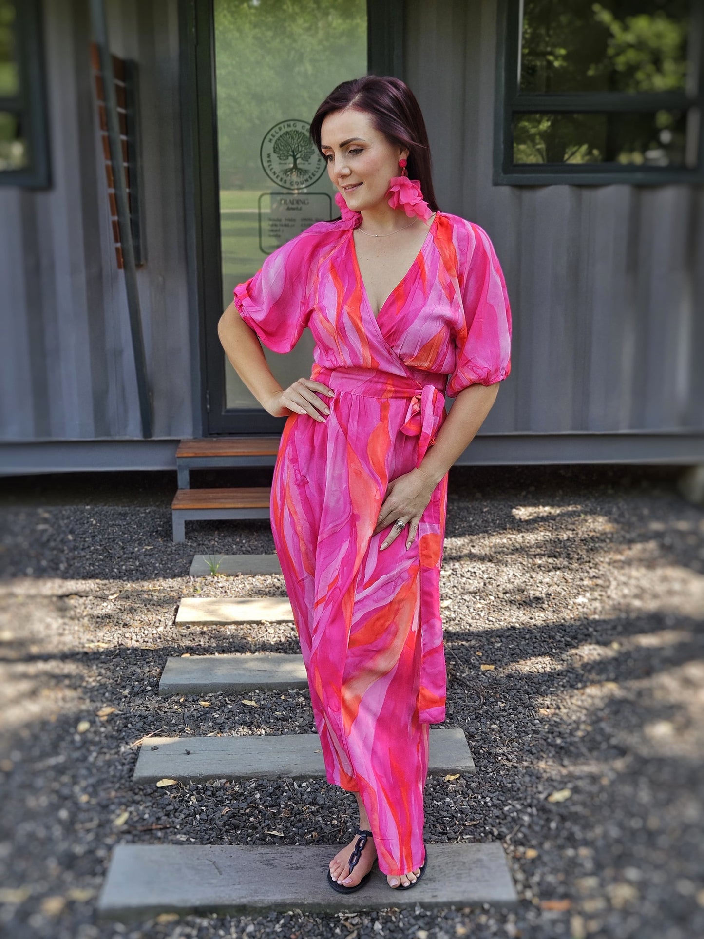 Nicole Wrap Dress - Fuchsia