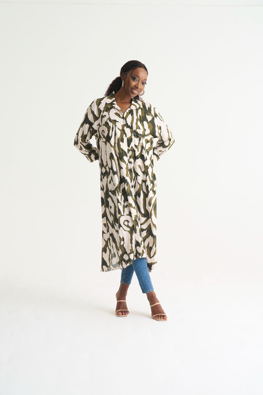 Misty Shirt Dress - Olive