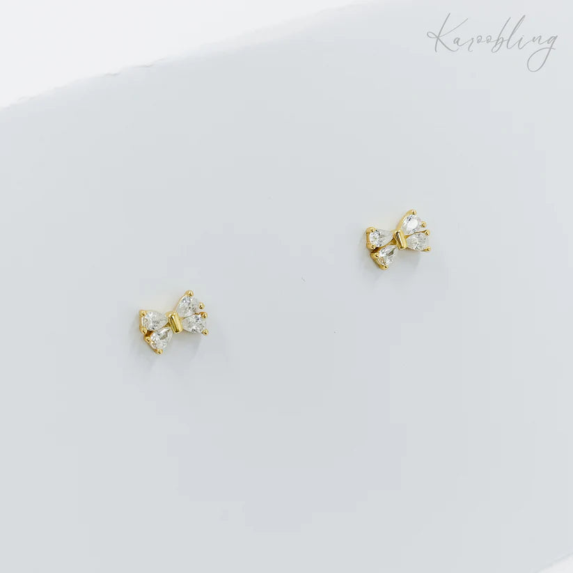 Sterling Silver Cubic Zirconia Bow - Gold