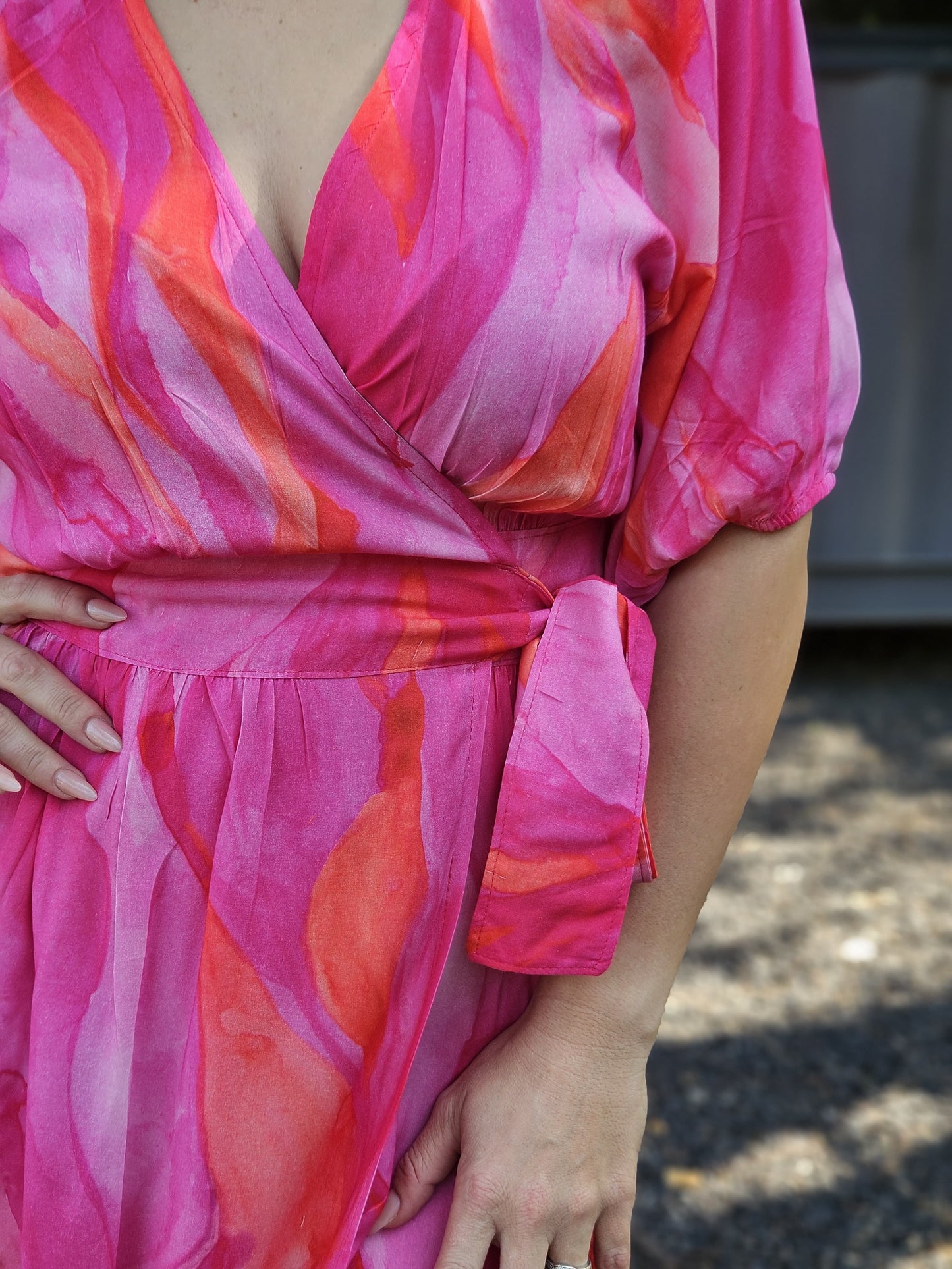 Nicole Wrap Dress - Fuchsia