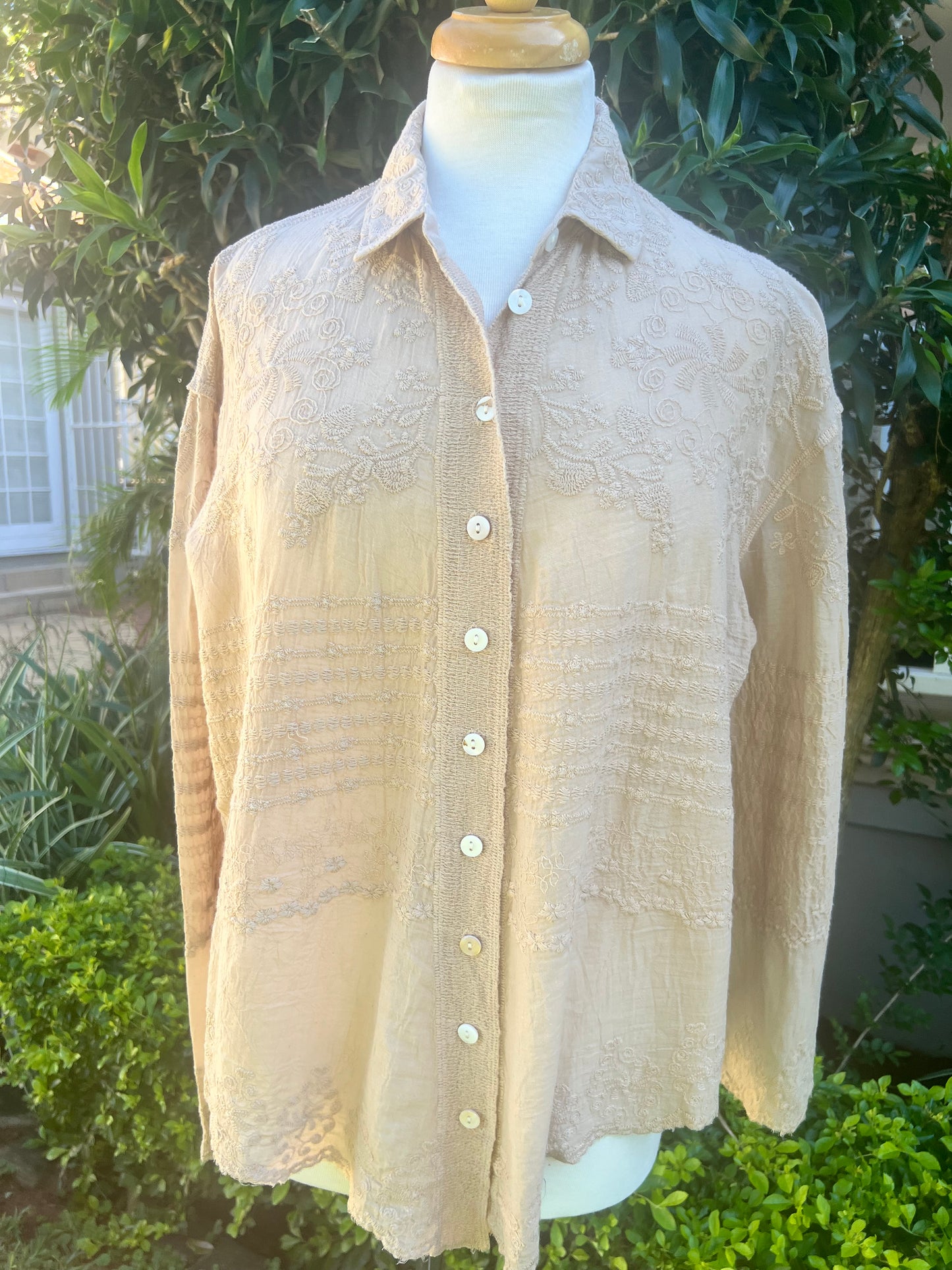 Lavish Embroidered Stone Shirt