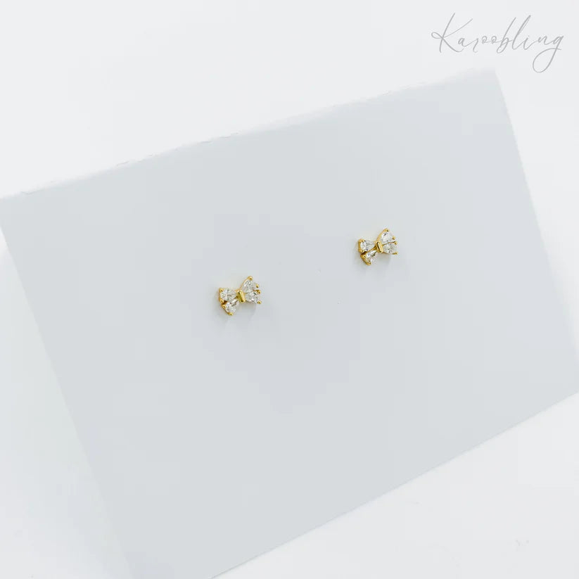 Sterling Silver Cubic Zirconia Bow - Gold