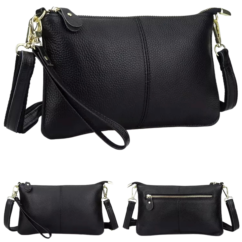 Genuine Leather Black Clutch