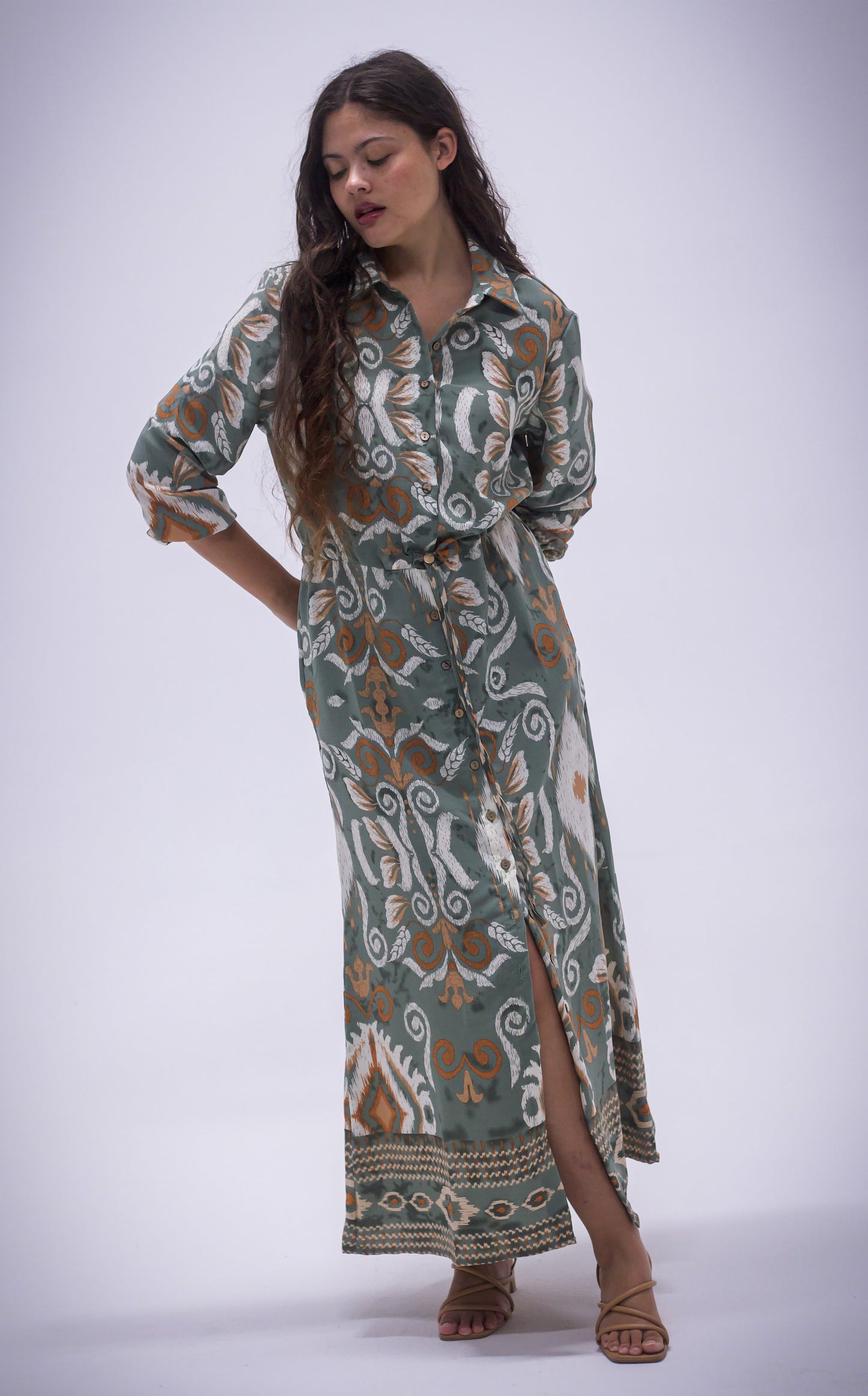 Rhea Dress - Boarder Print
