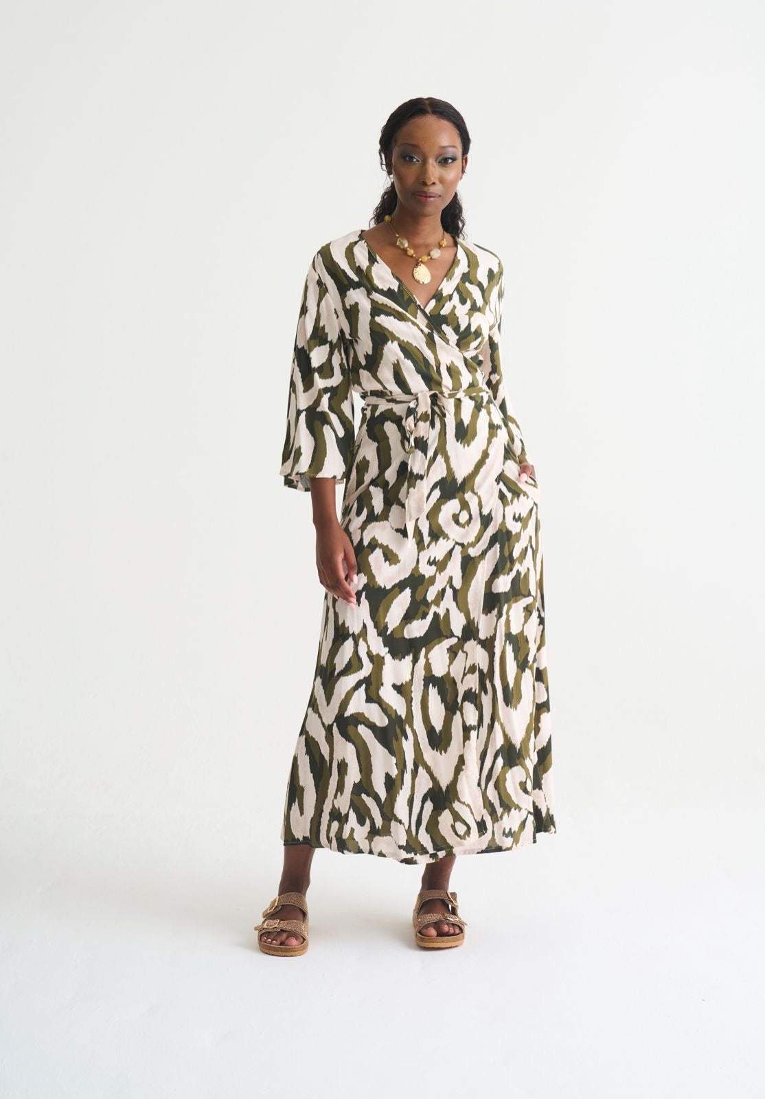 Olive Wrap Dress