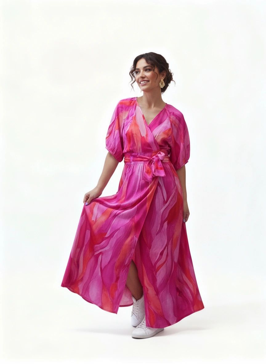 Nicole Wrap Dress - Fuchsia