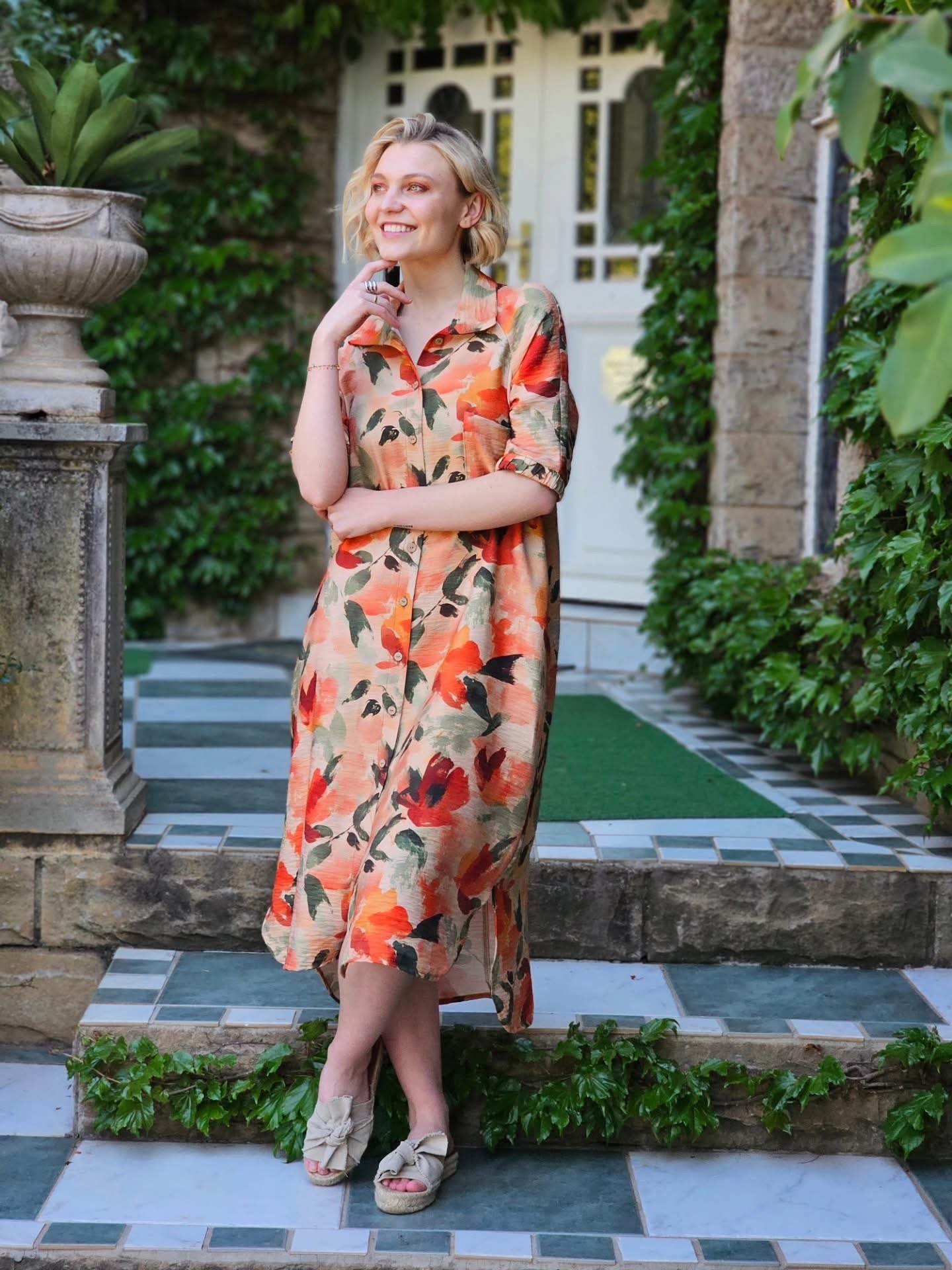 Savannah Peach Floral Dress
