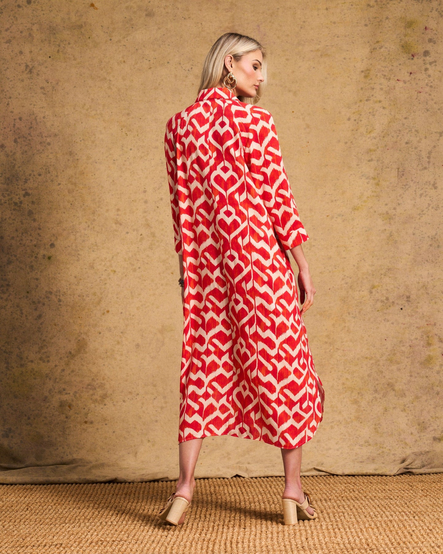 Liza Shirt Dress In Tangerine Ikat
