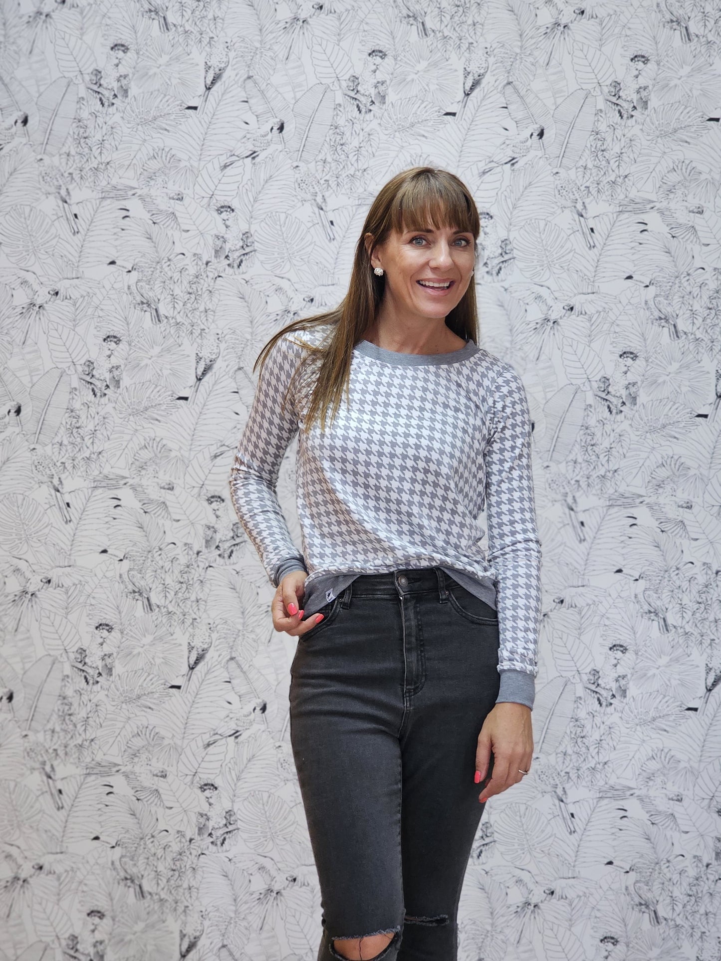 Grey Houndstooth Jersey