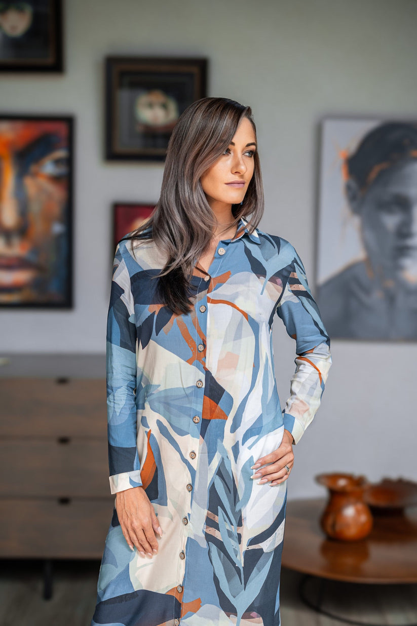 Willow Maxi Sky Palm Dress