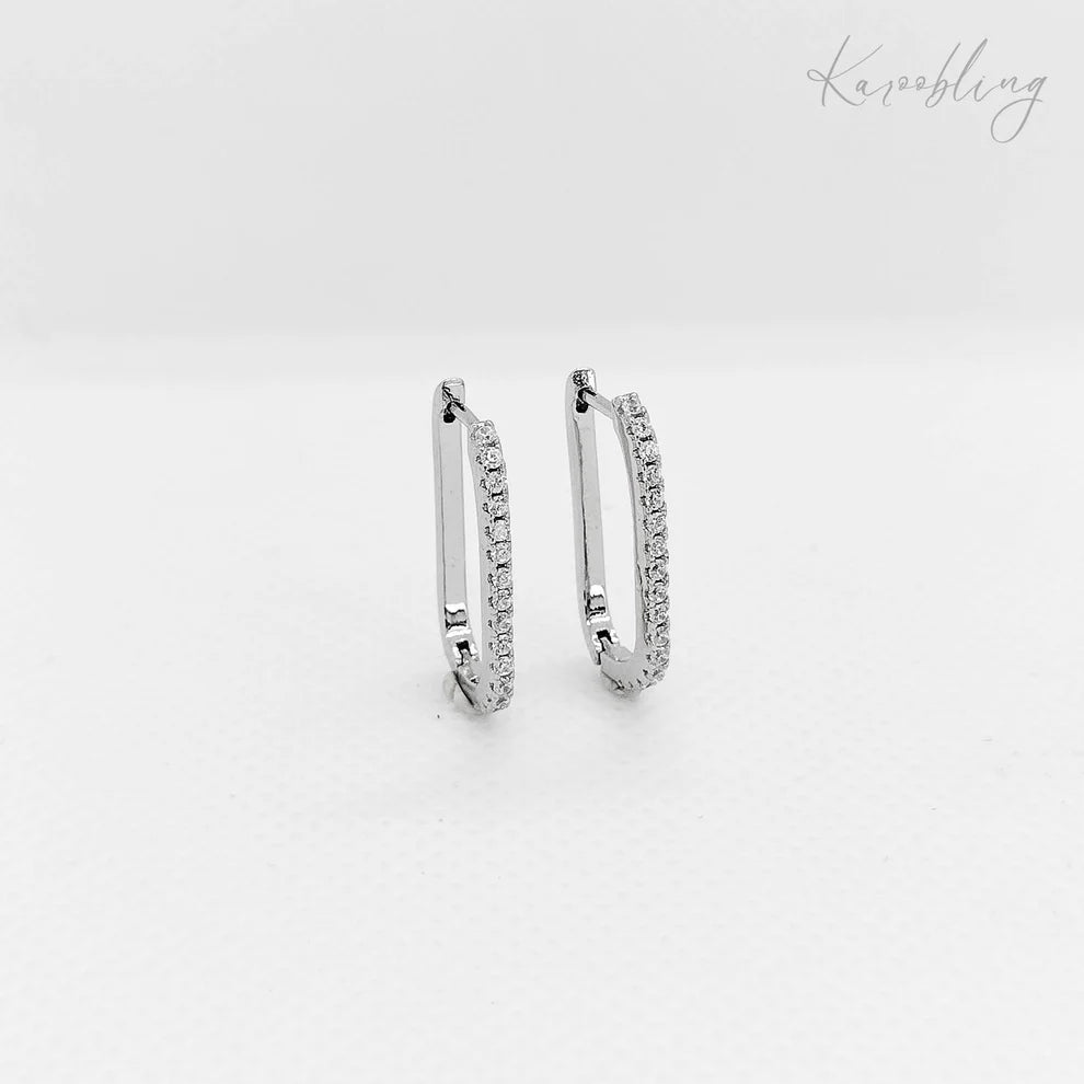 Sterling Silver Paved Huggies