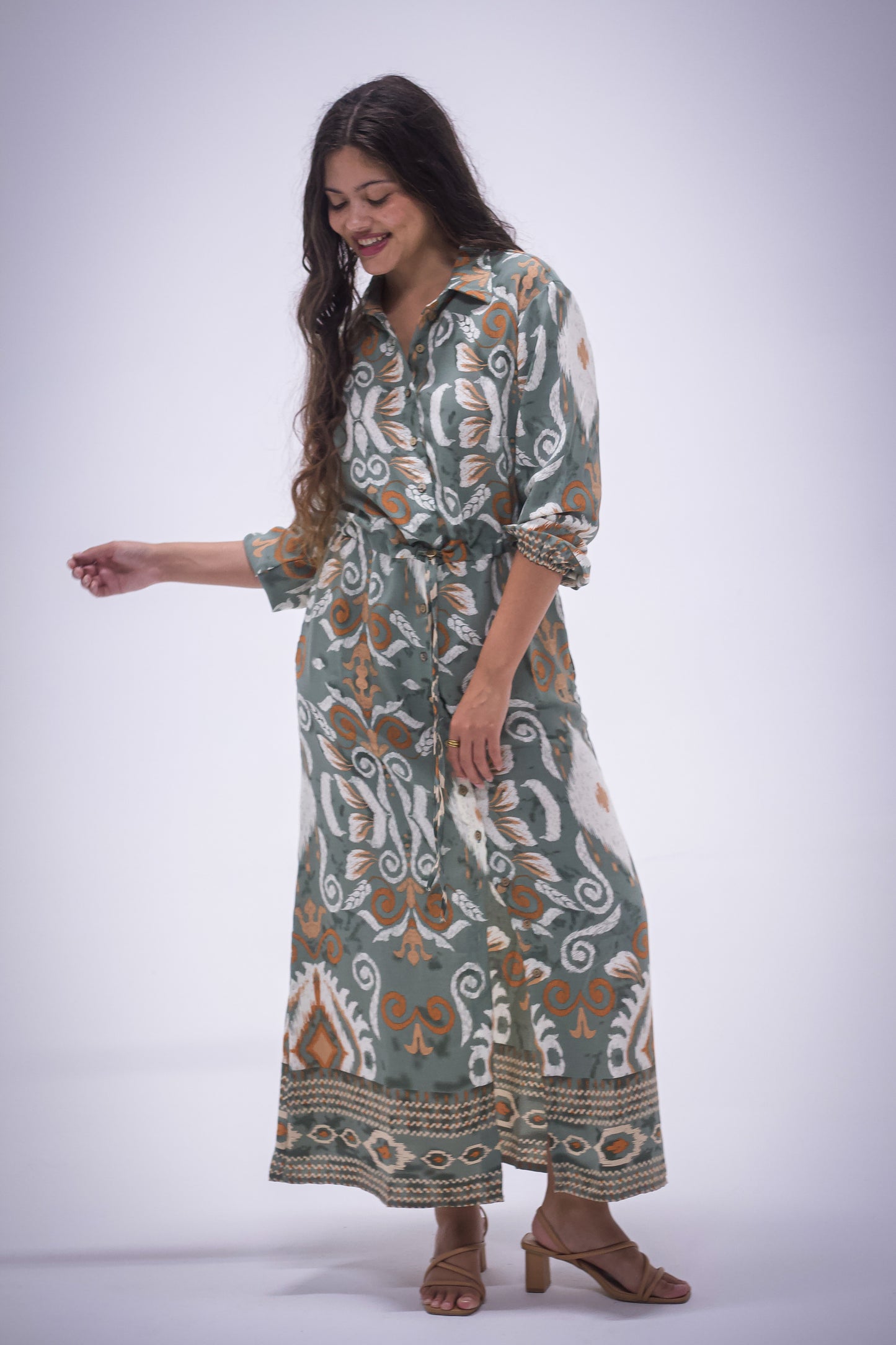 Rhea Dress - Boarder Print