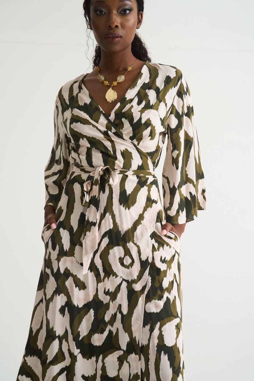 Olive Wrap Dress