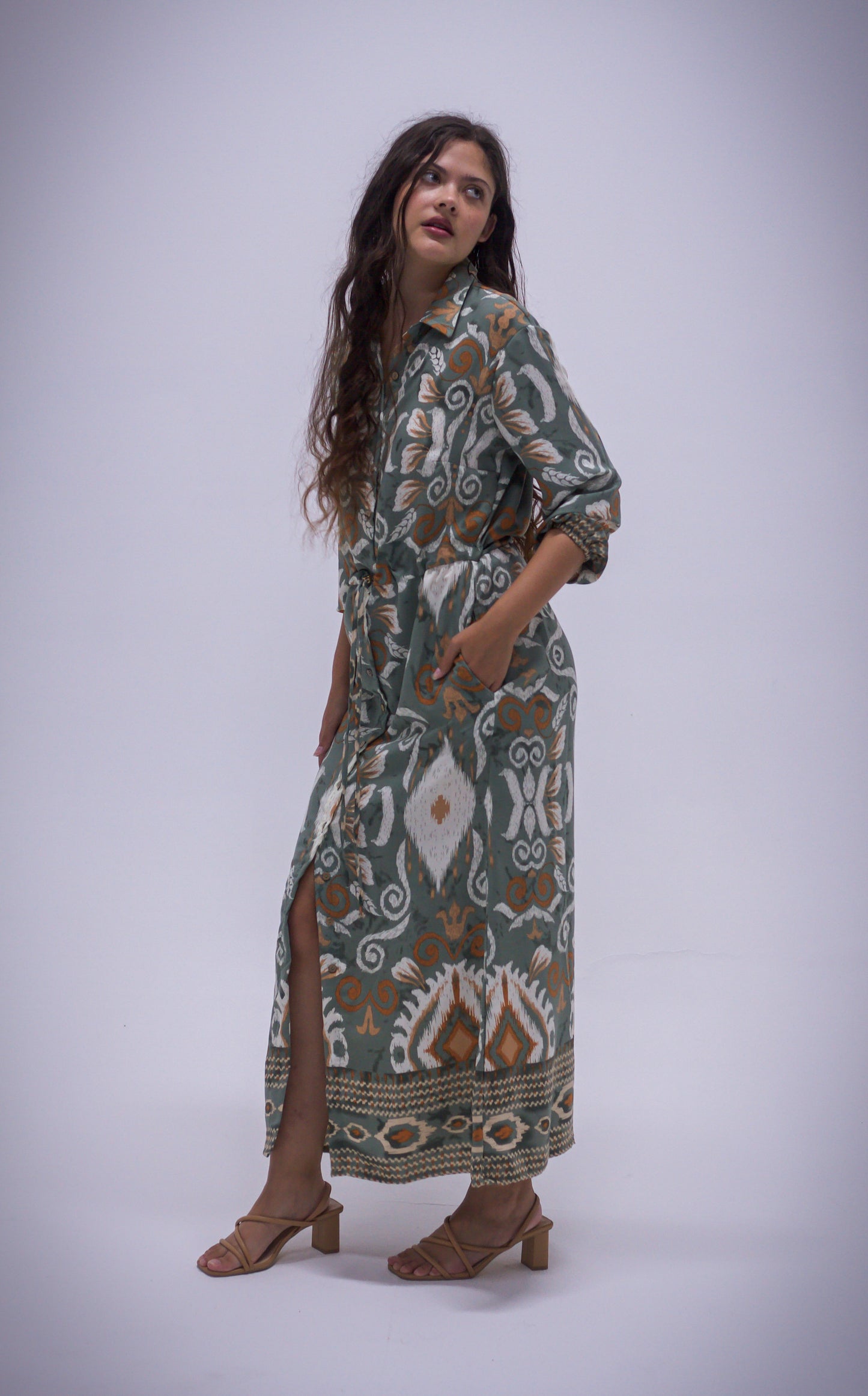 Rhea Dress - Boarder Print