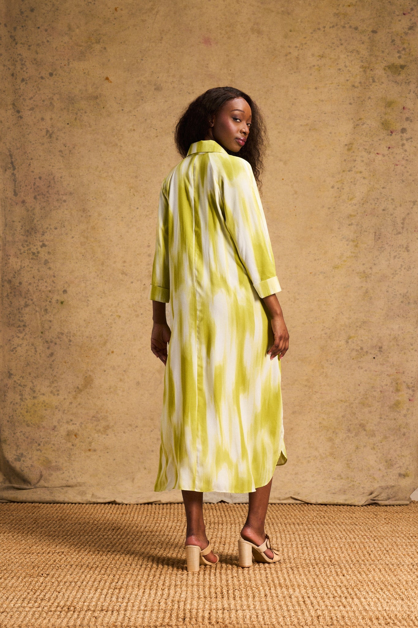 Liza Shirt Dress In Lime Lines