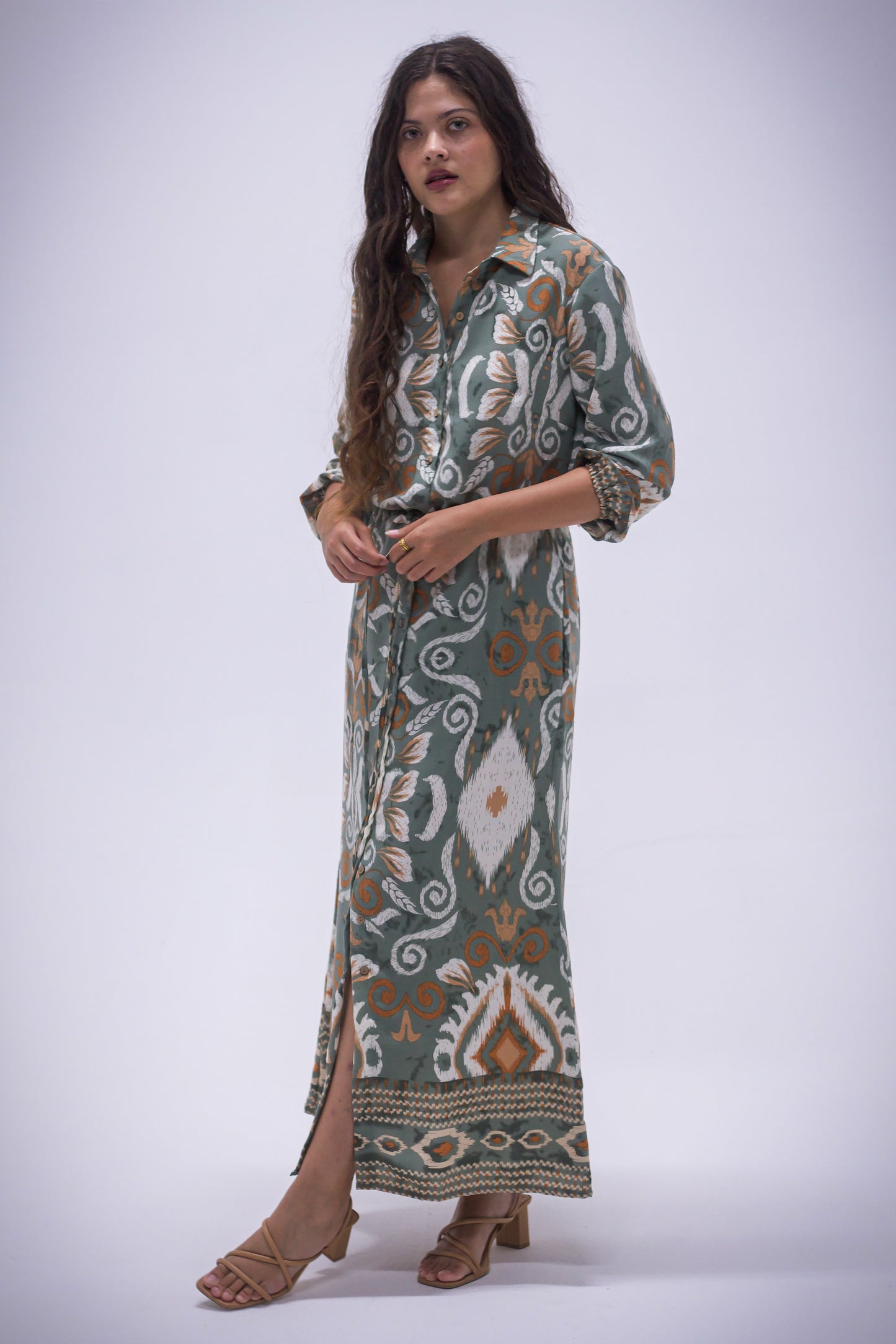 Rhea Dress - Boarder Print