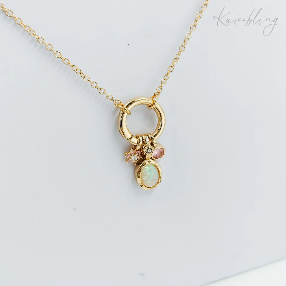 Gold Opal Charm Necklace