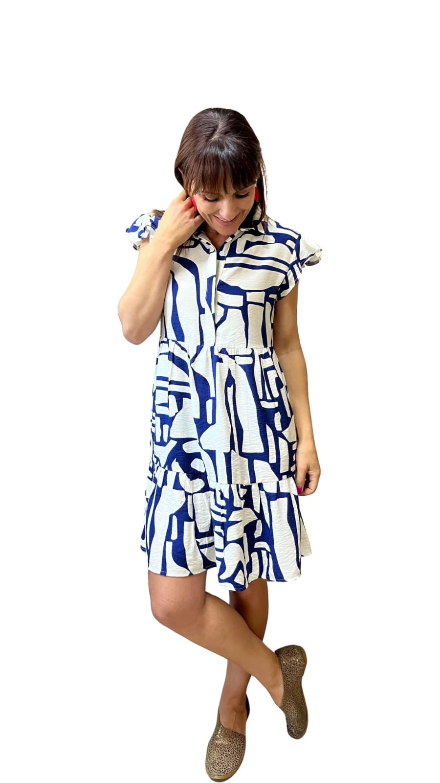 Linda Dress Navy and White