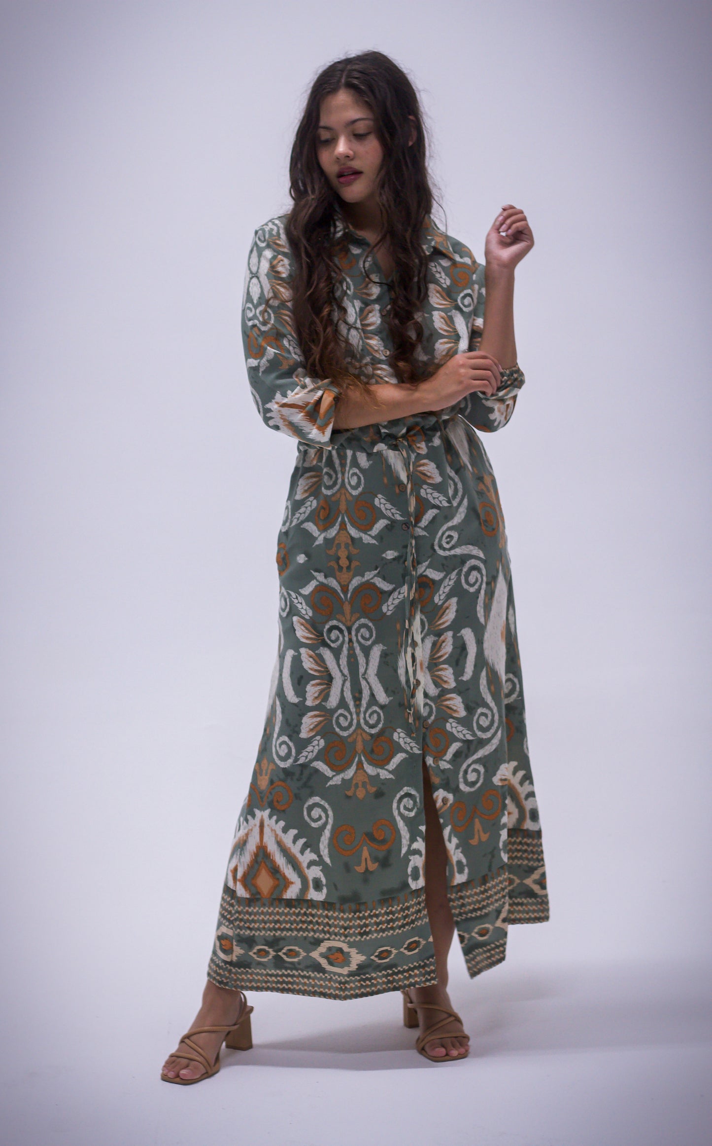 Rhea Dress - Boarder Print