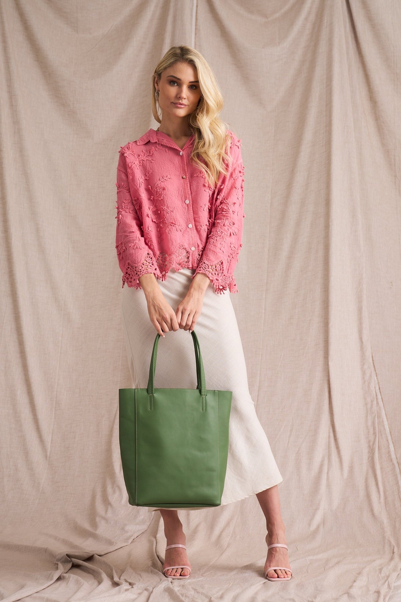 Vine Cotton Blouse - Pink