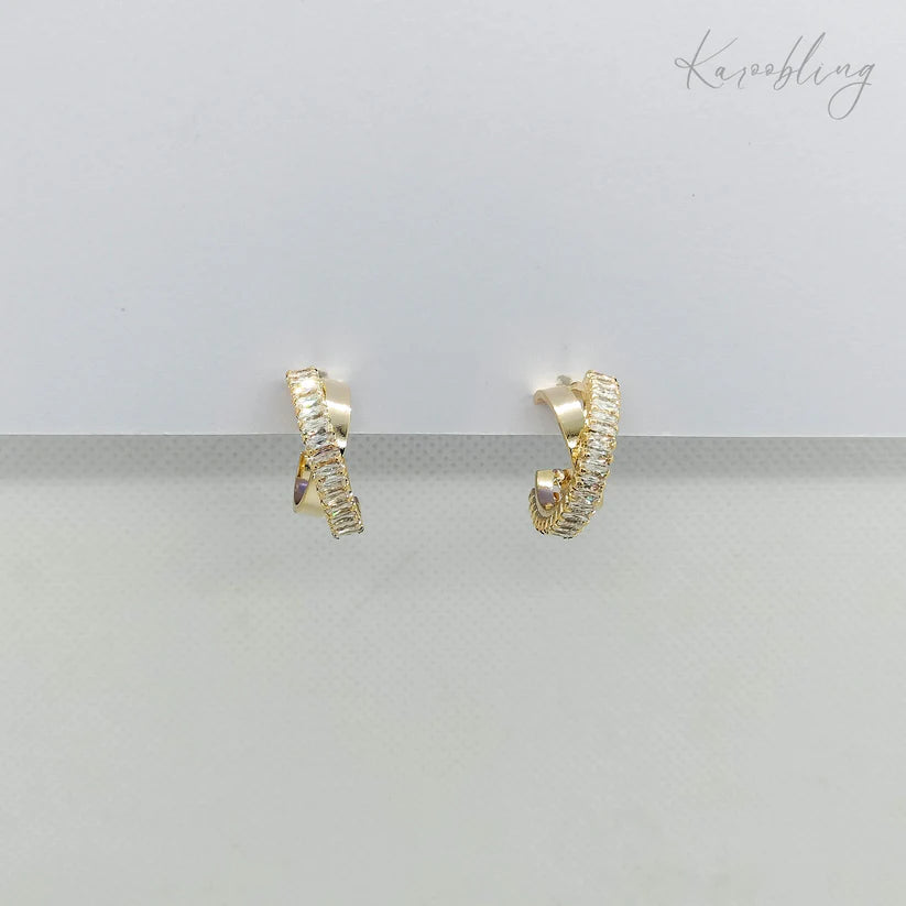 Crossover Paved Hoop Earrings