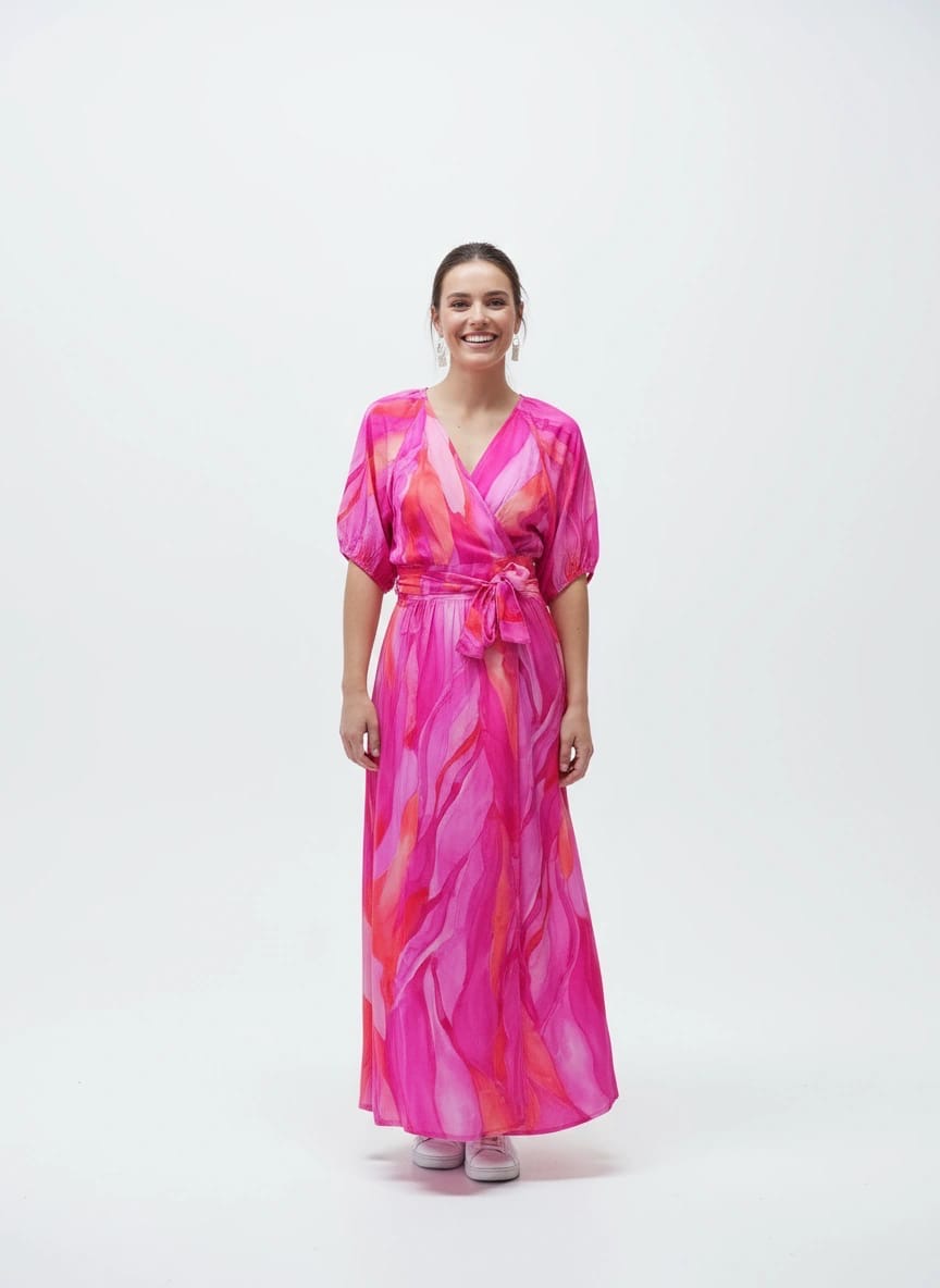 Nicole Wrap Dress - Fuchsia
