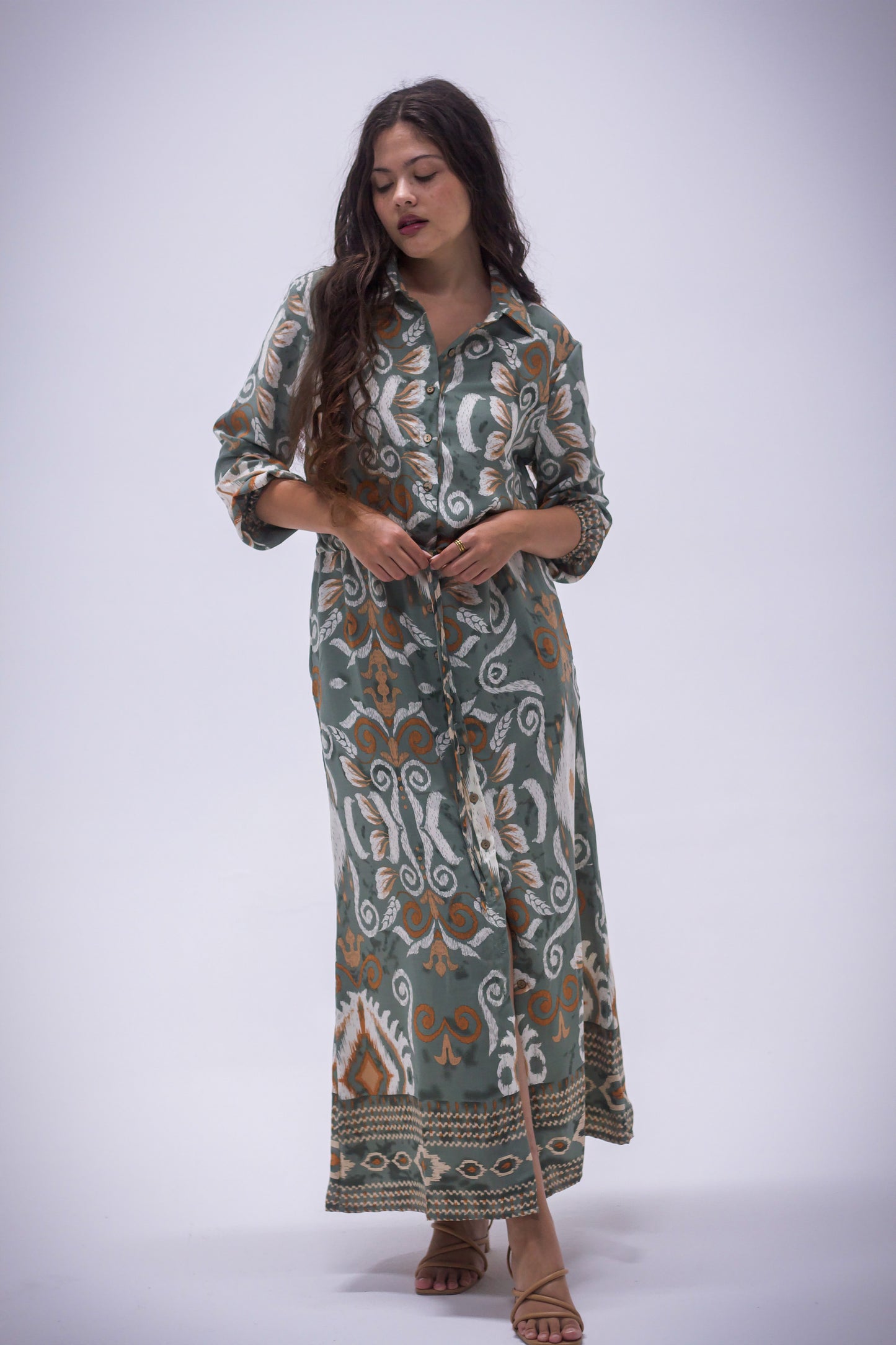 Rhea Dress - Boarder Print