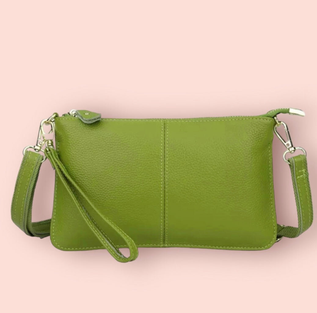 Genuine Leather Lime Green Clutch