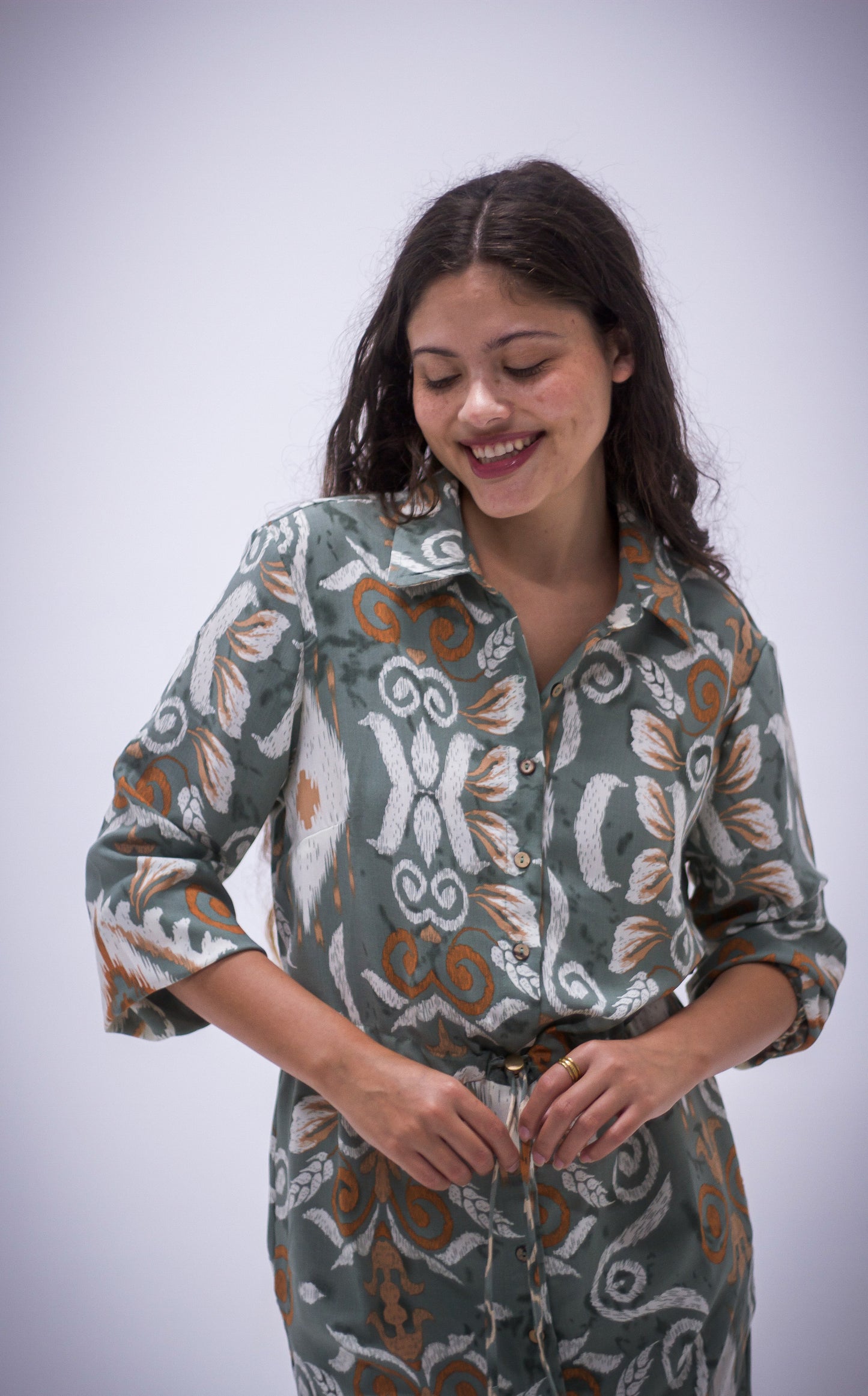 Rhea Dress - Boarder Print