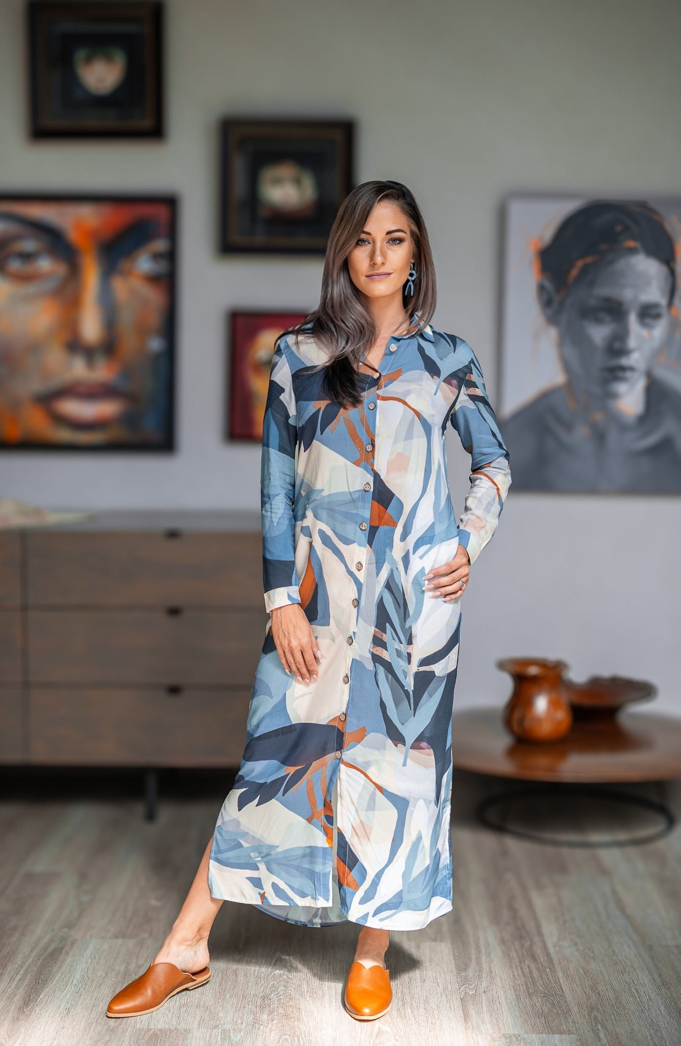 Willow Maxi Sky Palm Dress