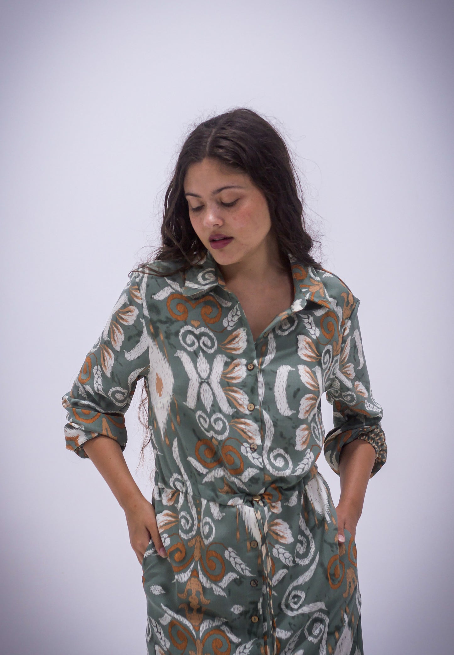 Rhea Dress - Boarder Print