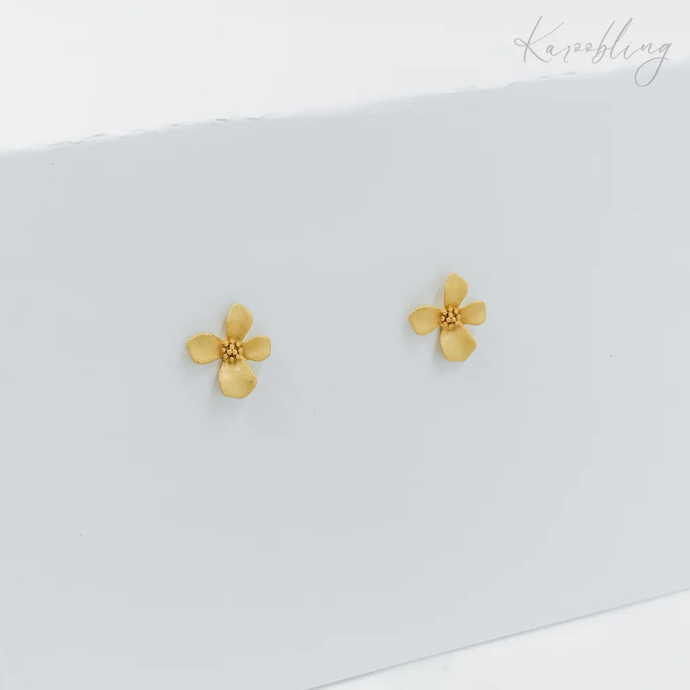 Matte Gold Plated Flower Stud Earrings