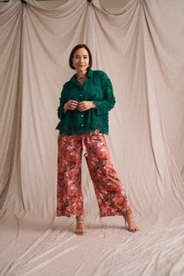 Vine Cotton Blouse - Green