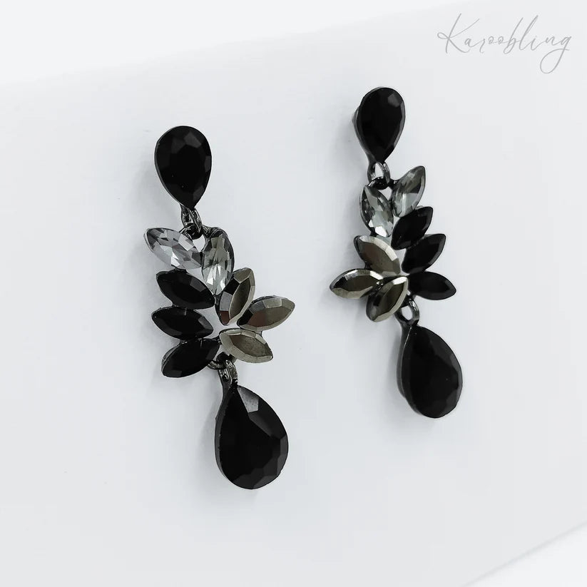 Gunmetal Plated Diamante Earrings