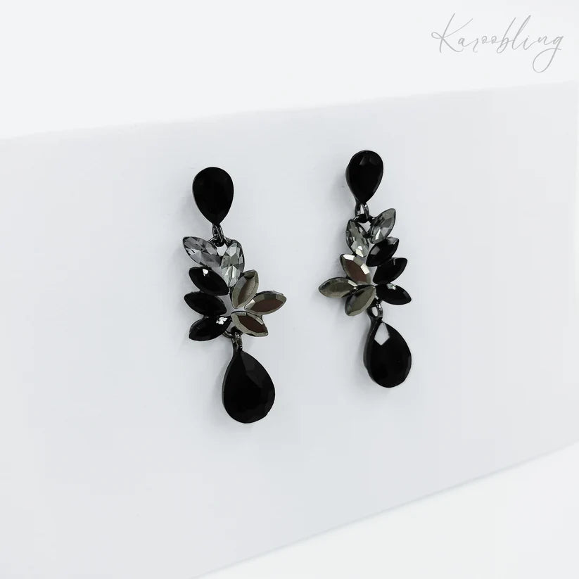 Gunmetal Plated Diamante Earrings