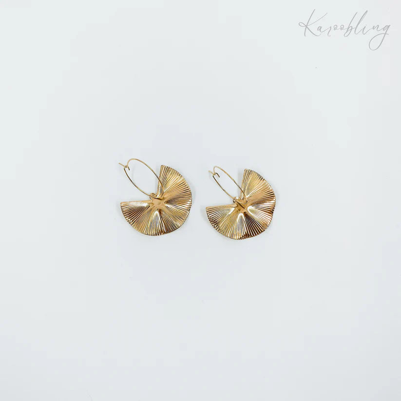 Gold Plated Ginkgo Leaf Hoop Earrings