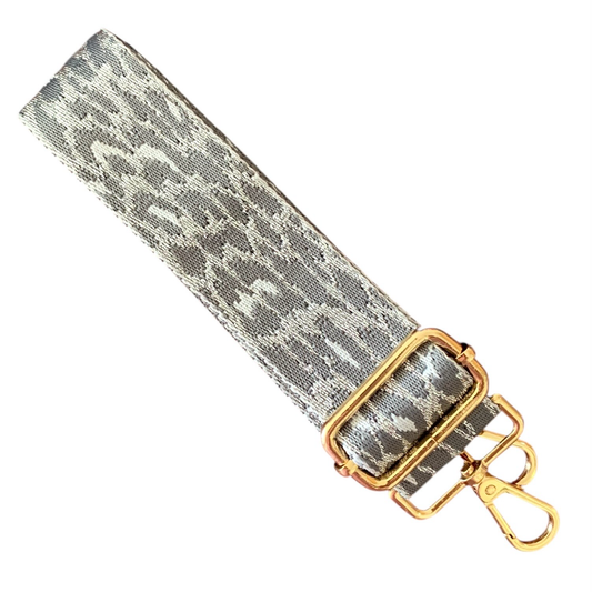 Grey & Silver Leopard Bag Strap