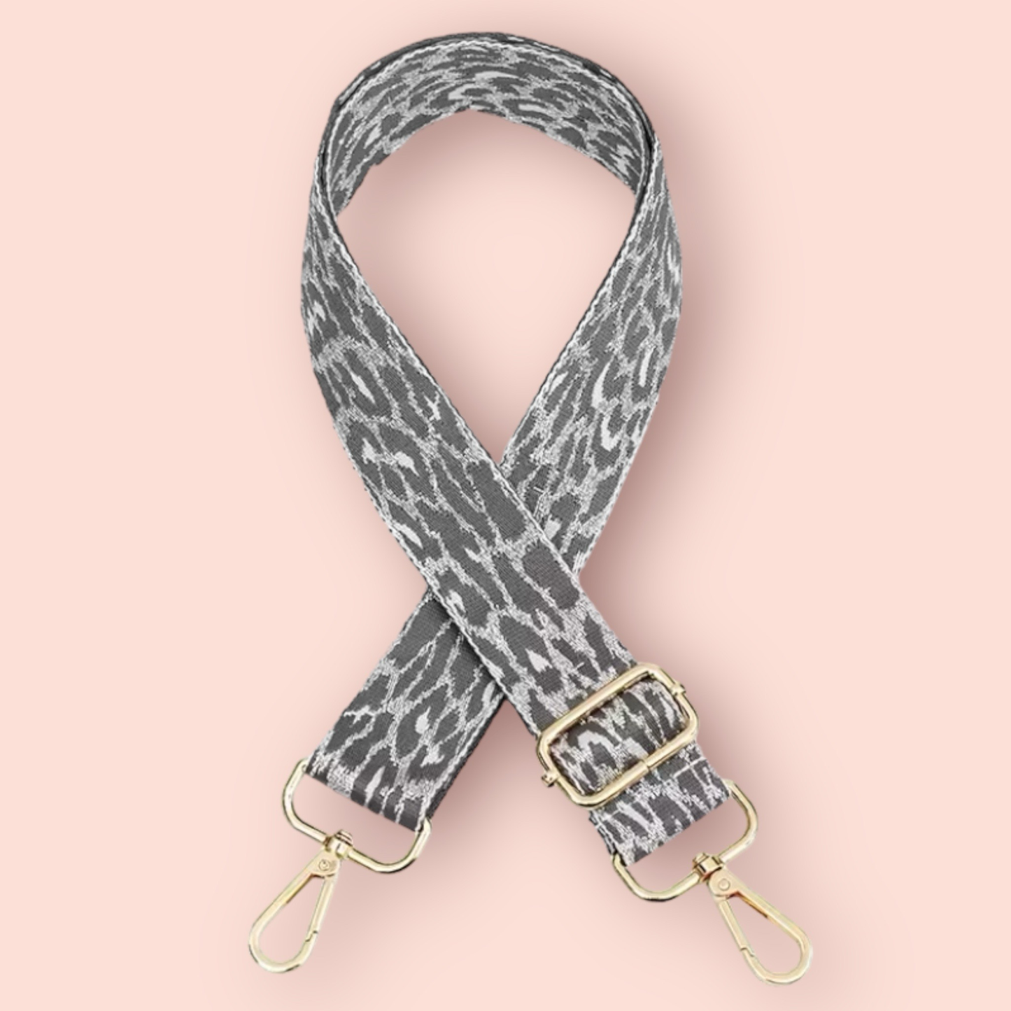 Grey & Silver Leopard Bag Strap