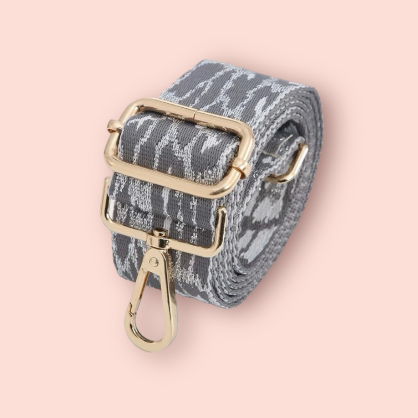Grey & Silver Leopard Bag Strap