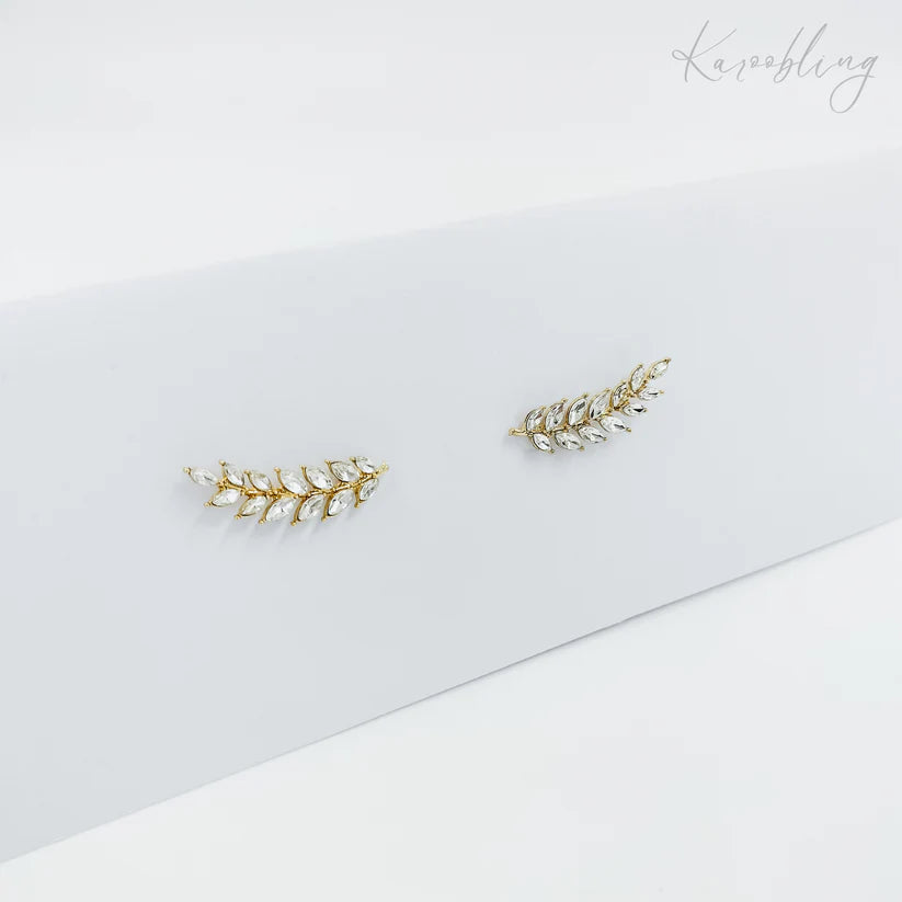 Gold Plated Leaf Cuff Earrings