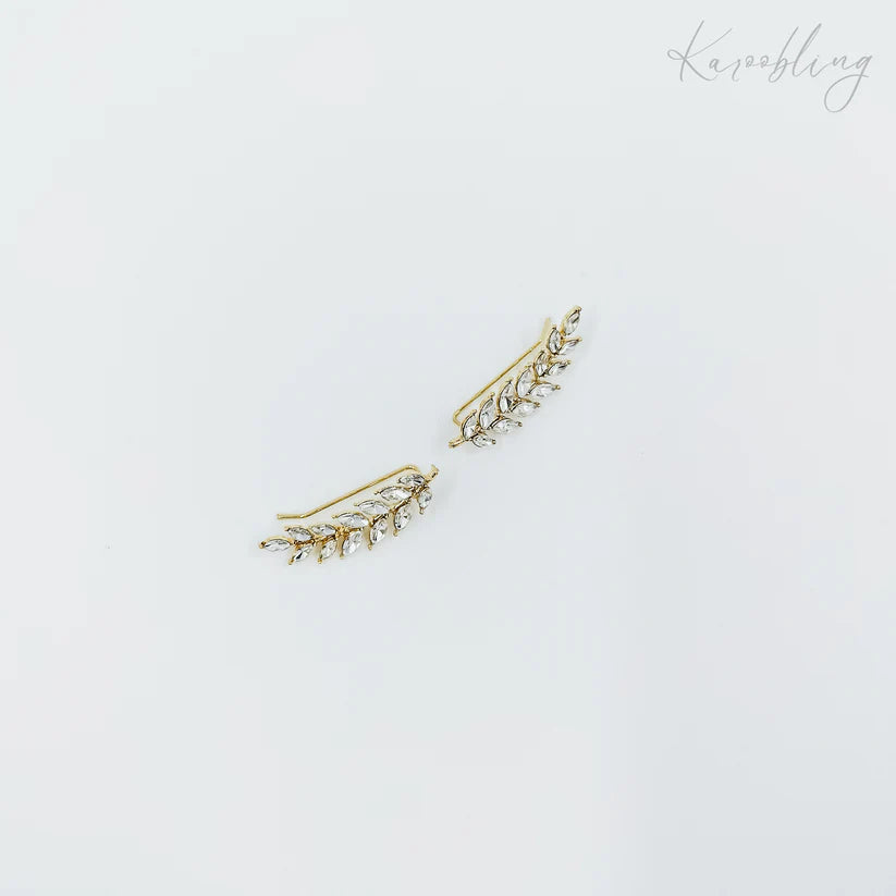 Gold Plated Leaf Cuff Earrings