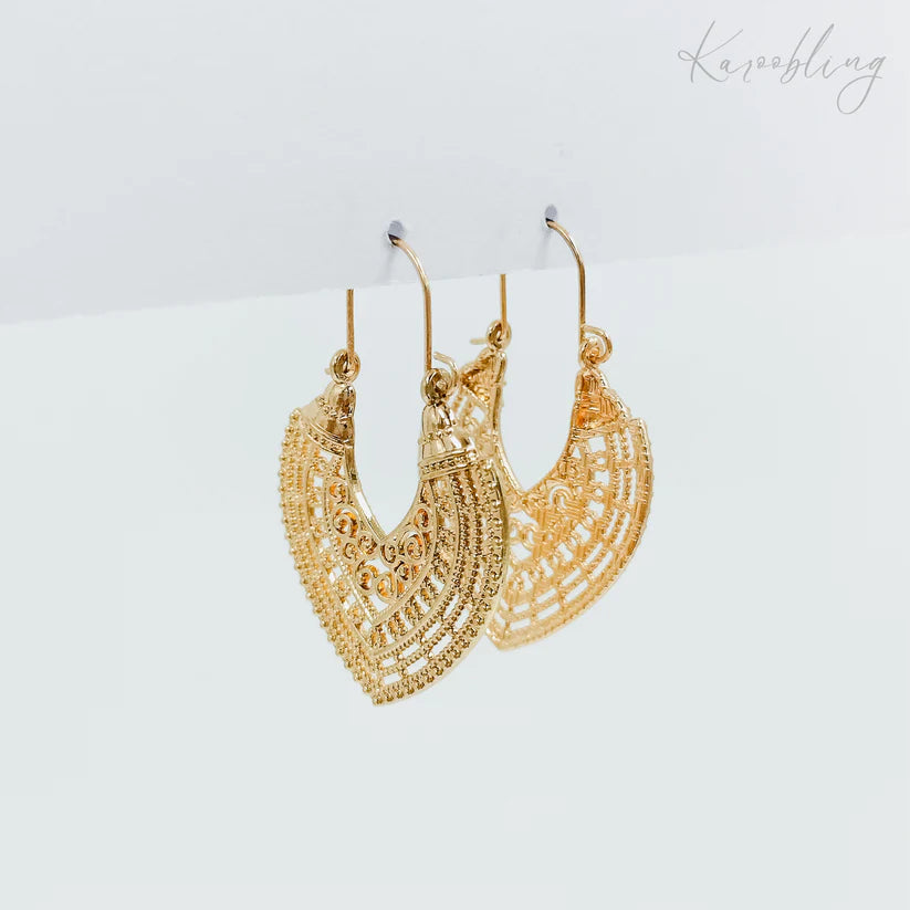 Gold Plated Filigree Hoop Earrings