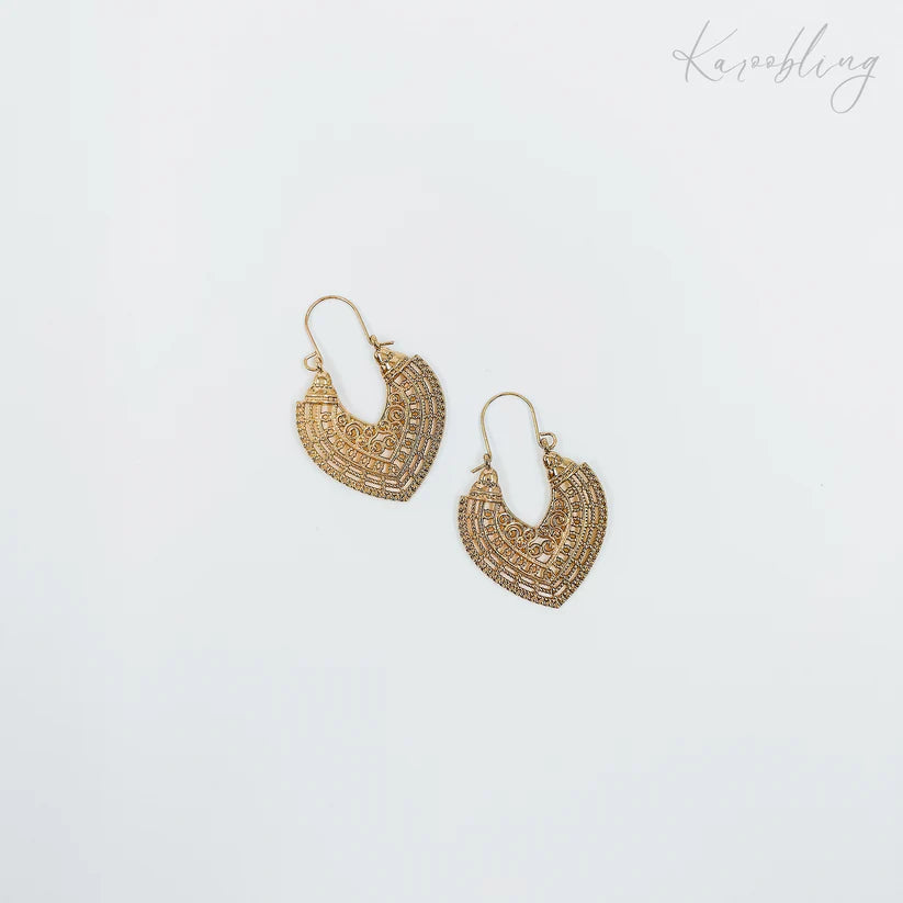 Gold Plated Filigree Hoop Earrings